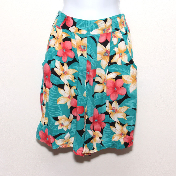 Vintage Tarazzia High Waist Floral Culottes Wide Leg Shorts Tropical Sz M - Picture 1 of 7